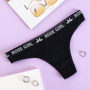 Black women's thong with inscriptions - Underwear