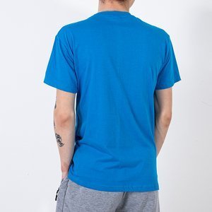 Blue cotton men's t-shirt with print - Clothing