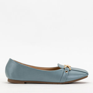 Blue women's ballerinas with an ornament on the toe Bonera - Shoes