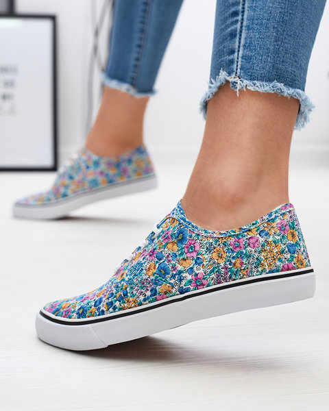Blue women's floral sneakers Sertoli - Footwear
