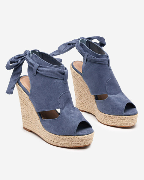 Blue women's sandals on a high wedge heel Penetika - Shoes