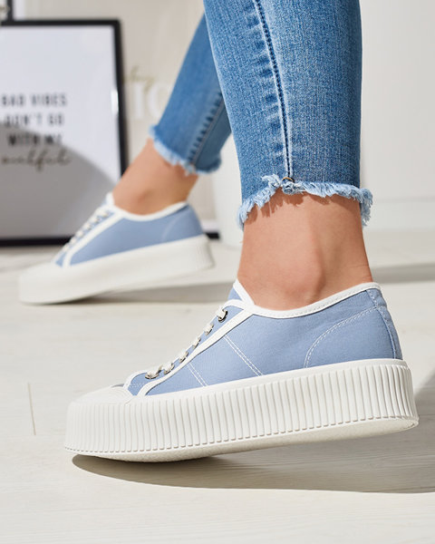 Blue women's sneakers on a solid sole Ozerika - Footwear