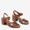 Brown sandals on a higher post with colorful stripes Sanica - Footwear