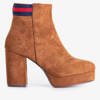 Brown women's boots on the post of Prisilla - Footwear
