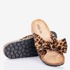 Brown women's flip-flops with a leopard bow Sunshine - Footwear 1