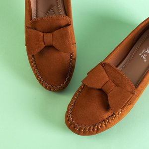 Brown women's moccasins with a Marinika bow - Footwear
