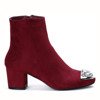 Burgundy boots with a decorative toe on a low post Hayley - Footwear