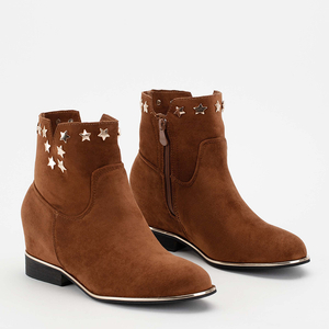 Camel eco suede boots with hidden wedge Mni- Shoes