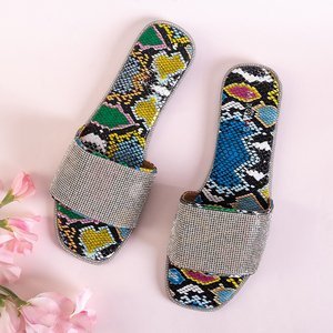Colorful women's slippers with embossing a'la snake skin Oncho - Footwear