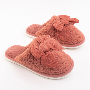 Coral women's slippers with a Romila bow - Footwear