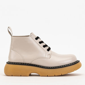 Cream matte women's boots by Renss - Footwear