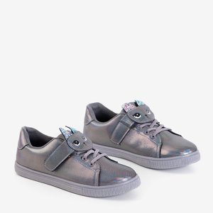Dark gray children's sneakers with a Atlas kitten - Shoes