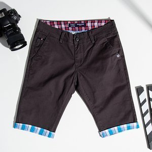 Dark gray men's shorts with blue inserts - Clothing