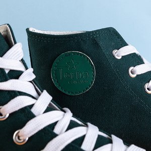Dark green men's high sneakers Skarle - Footwear