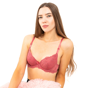 Dark pink women's lace bra - Underwear