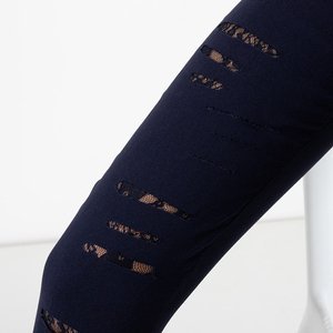 Distressed navy blue women's jeggings - Clothing