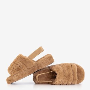 Fornax light brown women's fur slippers - shoes