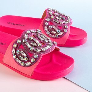 Fuchsia rubber slippers with Masandra ornaments - Footwear