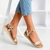Golden women's sandals on a low wedge Lisia - Shoes
