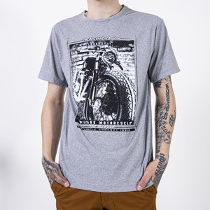 Gray cotton print men's t-shirt - Clothing