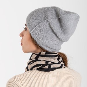 Gray fur hat for women with cubic zirconia - Accessories