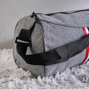 Gray unisex sports bag with stripes - Accessories