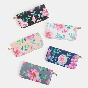 Gray wallet with flower print - Wallet