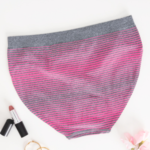 Gray women's briefs with neon pink stripes - Underwear