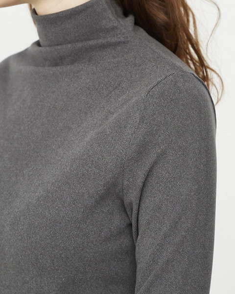 Gray women's half turtleneck sweater - Clothing