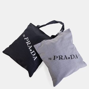 Gray women's shoulder bag with an inscription - Accessories