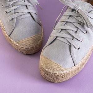 Gray women's sneakers a'la espadrilles on the Woilla platform - Footwear