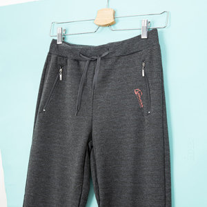 Gray women's straight sweatpants with pockets - Clothing