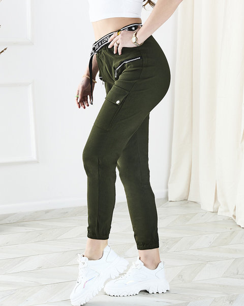 Green women's combat pants with pockets - Clothing