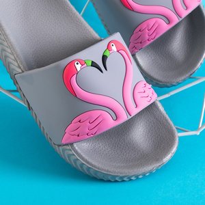 Grey children's flip-flops with flamingos Finnie - Footwear