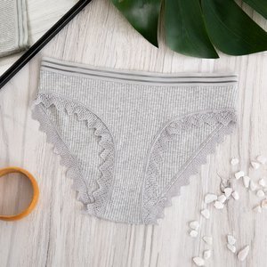 Grey women's panties with lace - Clothing
