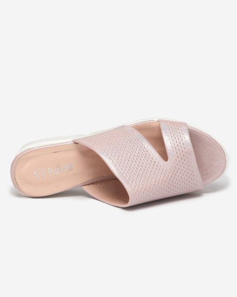 Heiri women's pink shiny slippers. Footwear