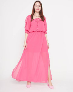 Ladies Fuchsia Spanish Maxi Dress - Clothing