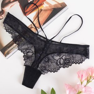Ladies 'black lace thong with straps - Underwear