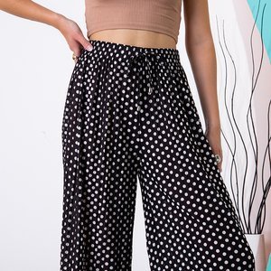 Ladies' black polka dot pleated trousers - Clothing