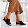 Ladies 'black sandals on a wedge Miltonia - Footwear
