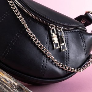Ladies' black shoulder bag with chain - Accessories
