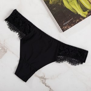 Ladies 'black thongs with lace - Underwear