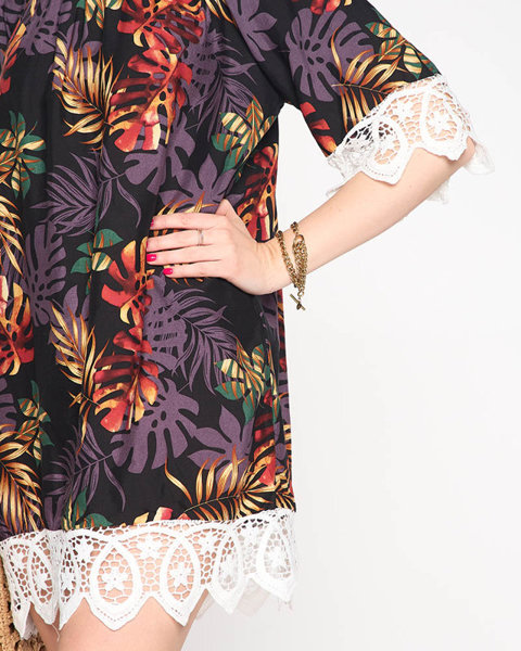 Ladies 'black tunic with leaves - Clothing