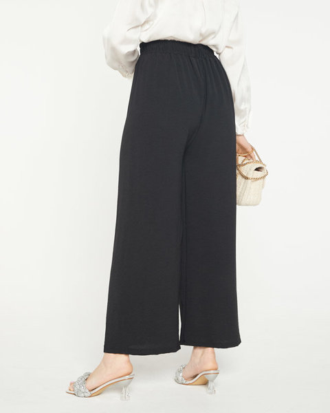 Ladies' black wide palazzo pants with embellishment - Clothing