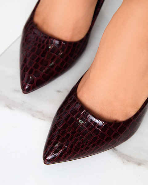 Ladies' burgundy lacquered heels with embossing Jeanori - Footwear