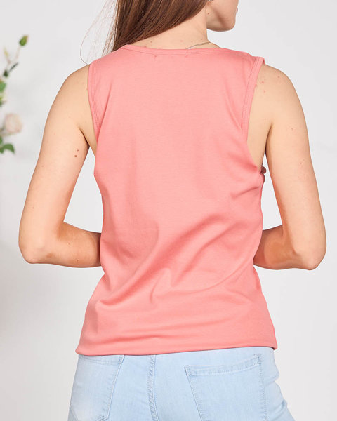 Ladies 'coral cotton top with cubic zirconia - Clothing