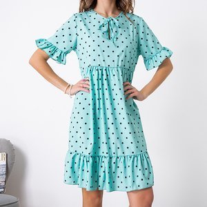Ladies' mint polka dot mini dress - Clothing