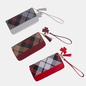 Large Red Checkered Women's Wallet - Wallet