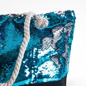 Large women's sequin bag in blue - Accessories