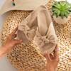 Light brown eco-suede slippers with a Sun and Fun bow - Footwear